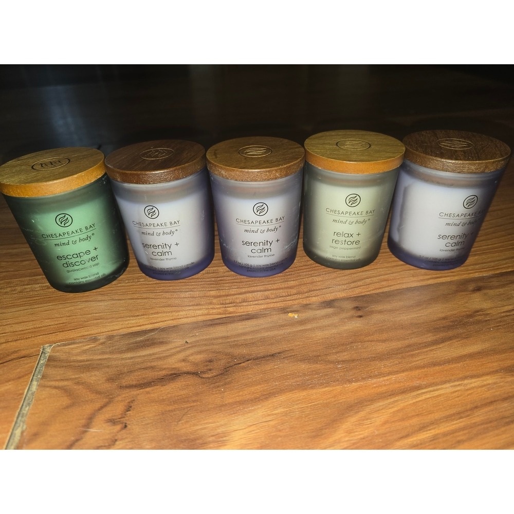 5 Chesapeake Bay Candle Bundle Serenity Calm Lavender Thyme 8.8oz 3.7oz Mixed
